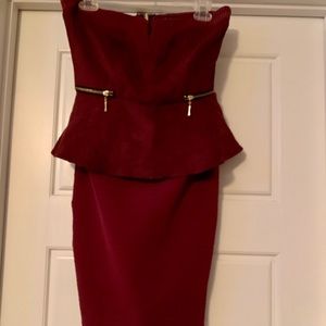 Maroon Venus peplum dress